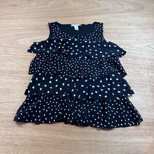 White House Black Market Polka Dot Ruffle Tank Top Womens Medium Layered